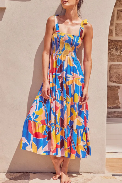 Brigitta Bedrukte jurken met dunne bandjes en trendy bohemian prints