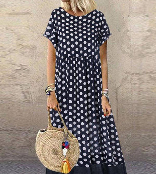Brittany Tweedelige lange zomerjurk met stippenprint