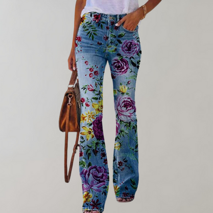 Delphine - Flare broek met bloemenprint