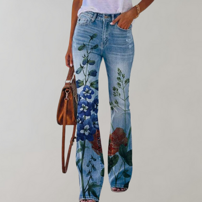 Delphine - Flare broek met bloemenprint