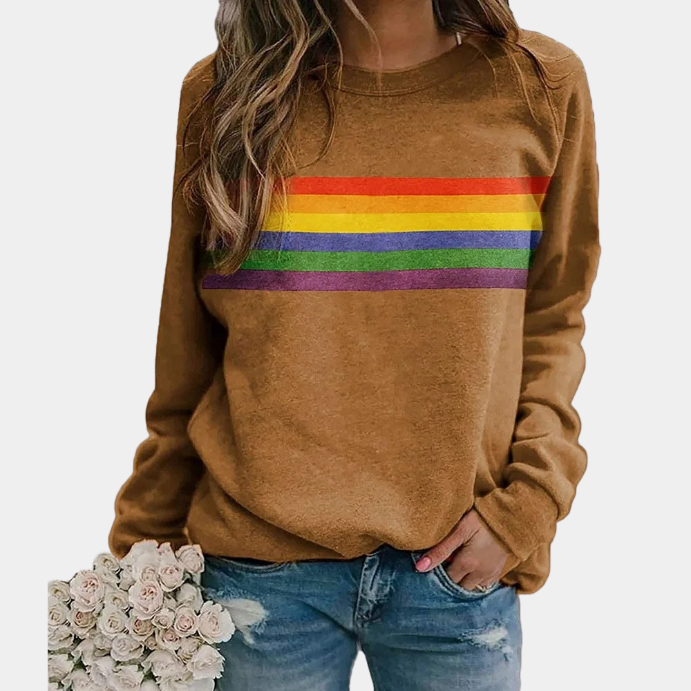 Sharon | Sweatshirt met regenboogstrepen