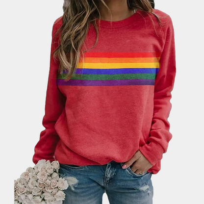 Sharon | Sweatshirt met regenboogstrepen