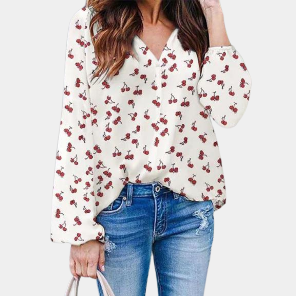 Auizia Chique damesblouse met kersenprint