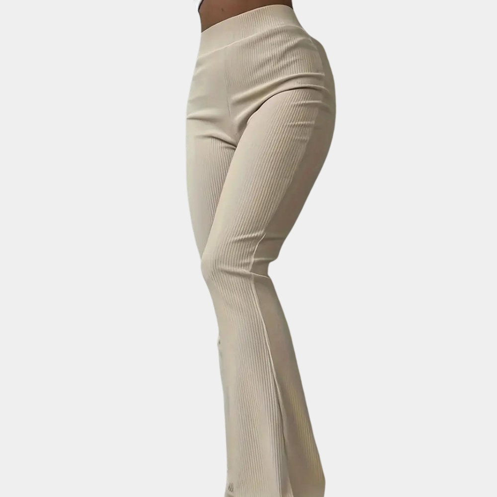 Geribde uitlopende broek voor dames