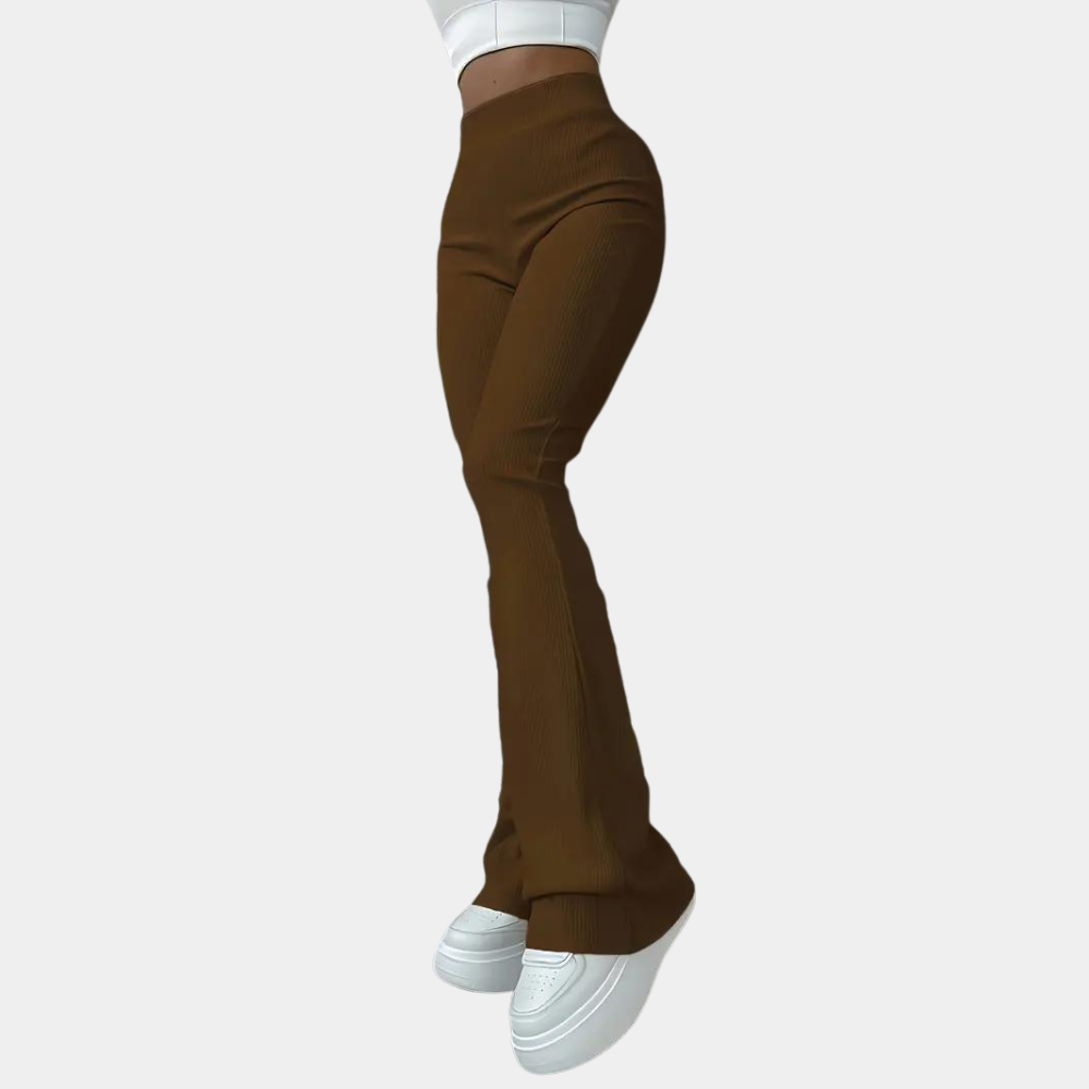Geribde uitlopende broek voor dames