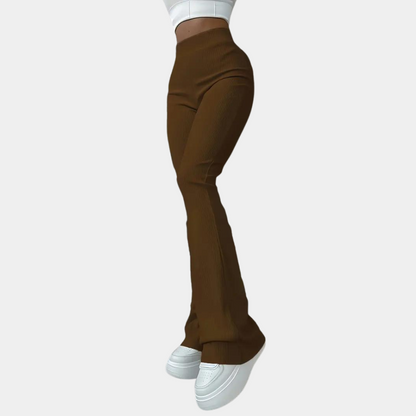 Geribde uitlopende broek voor dames