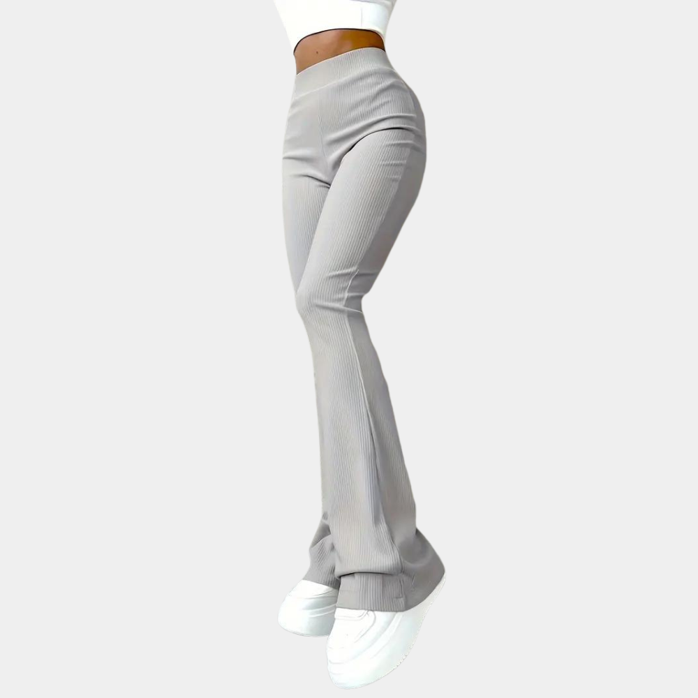 Geribde uitlopende broek voor dames
