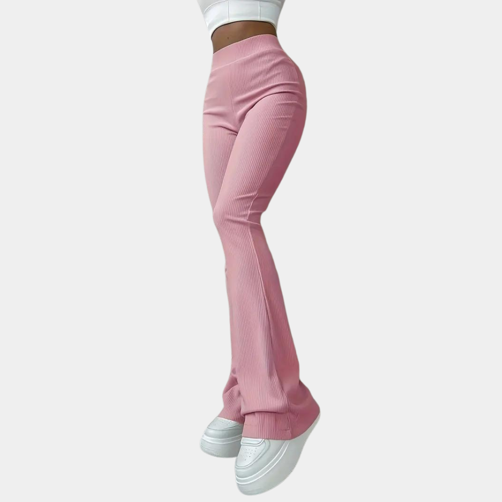Geribde uitlopende broek voor dames