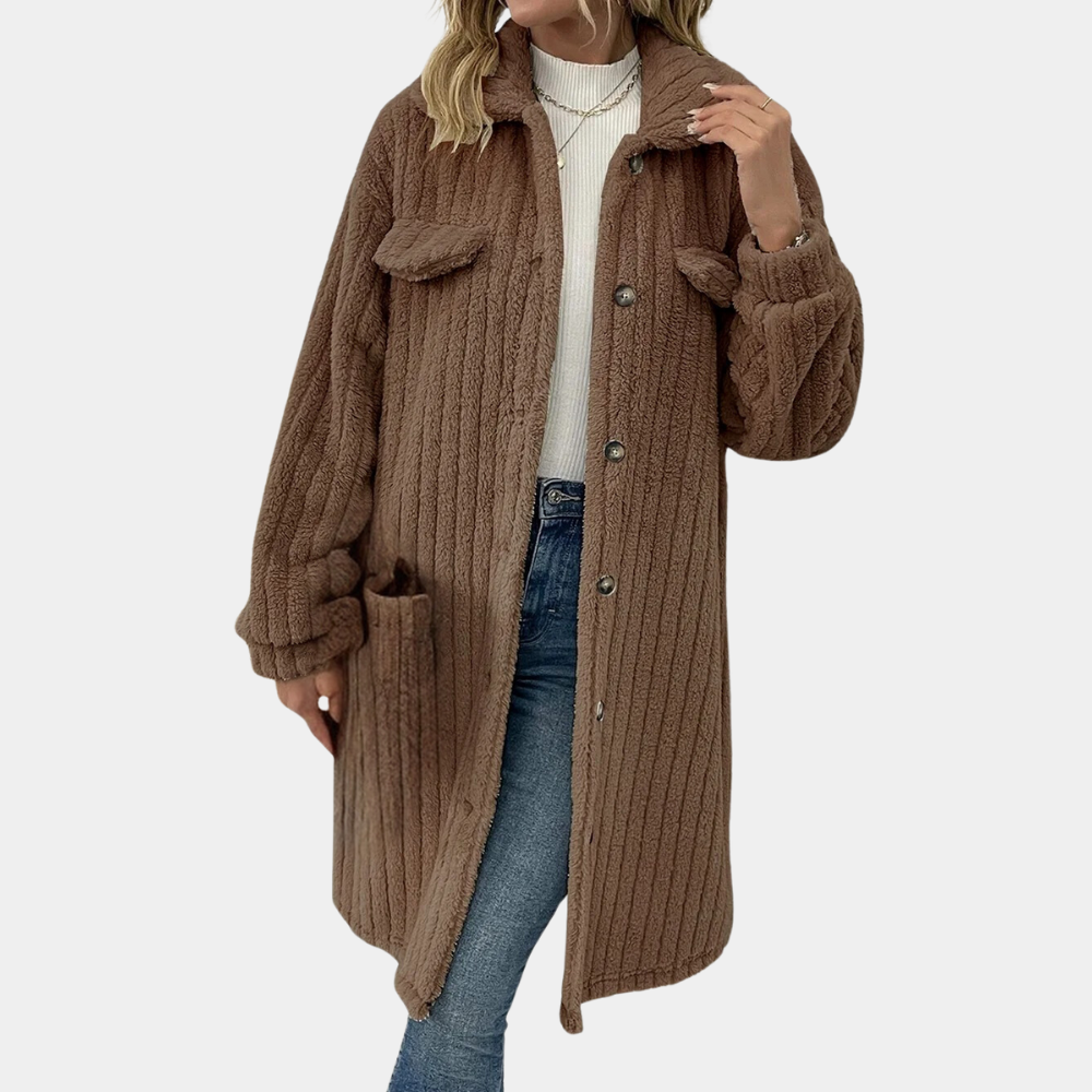 Dymphna Coat | Long Fleece Coat