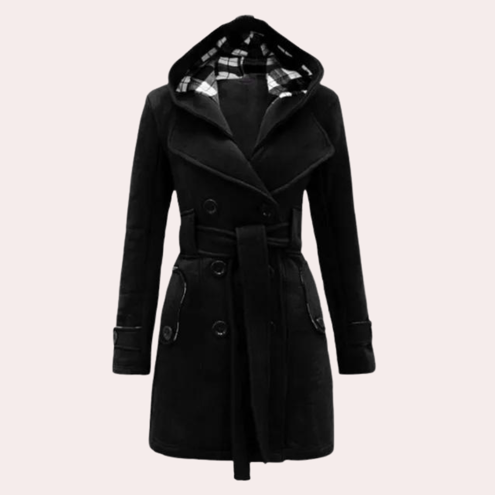 Grettel Coat | Long Hooded Coat with Belt