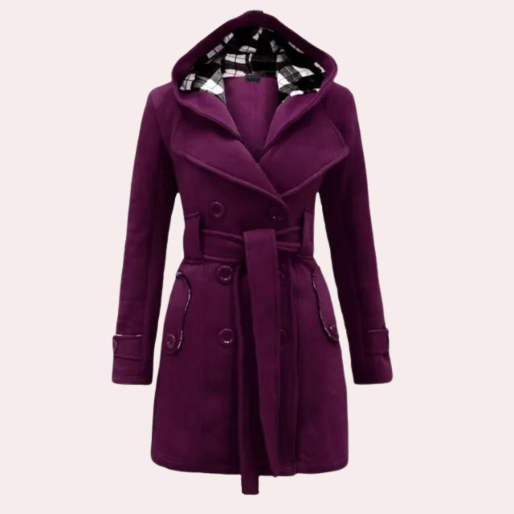 Grettel Coat | Long Hooded Coat with Belt