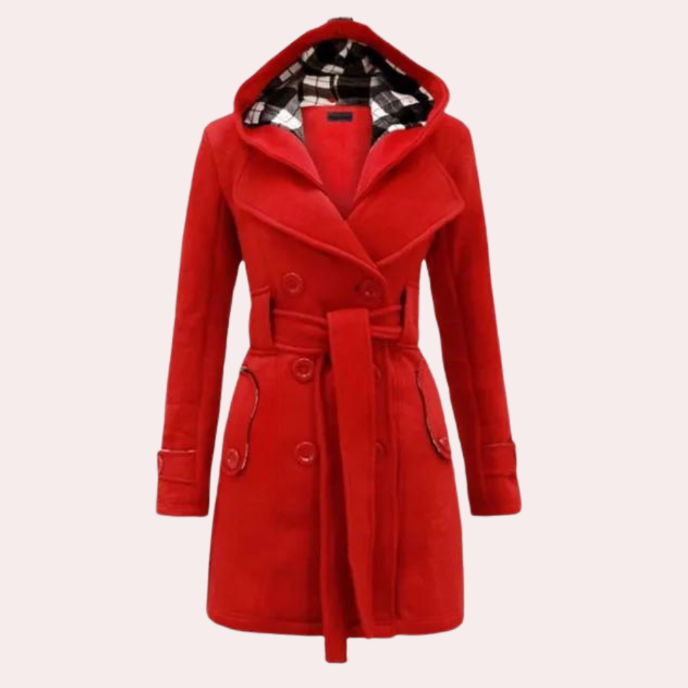 Grettel Coat | Long Hooded Coat with Belt