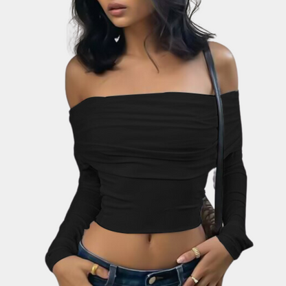 Damestop met lange mouwen en offshoulder