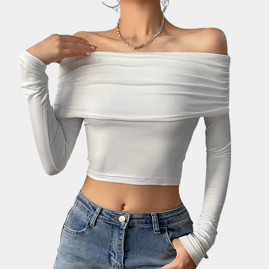 Damestop met lange mouwen en offshoulder