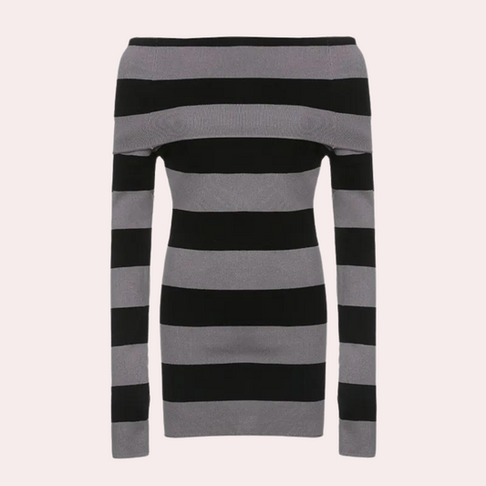 Stijlvolle gebreide offshoulder mini jurk voor dames