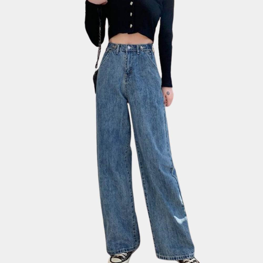 Wijde damesbroek met hoge taille