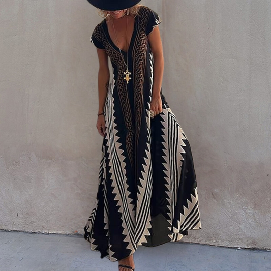 Adelina Geometrische boheemse maxi dress