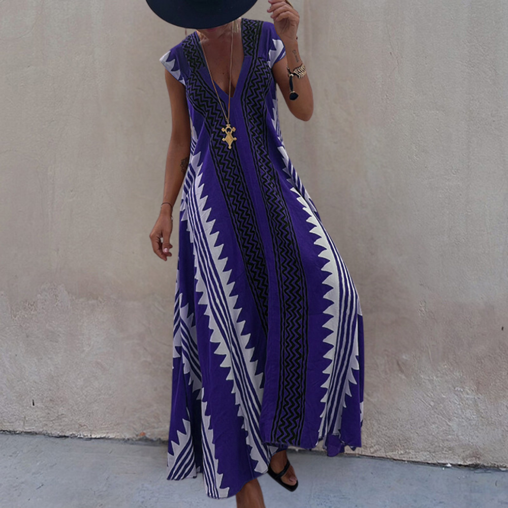 Adelina Geometrische boheemse maxi dress