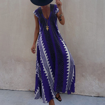 Adelina Geometrische boheemse maxi dress