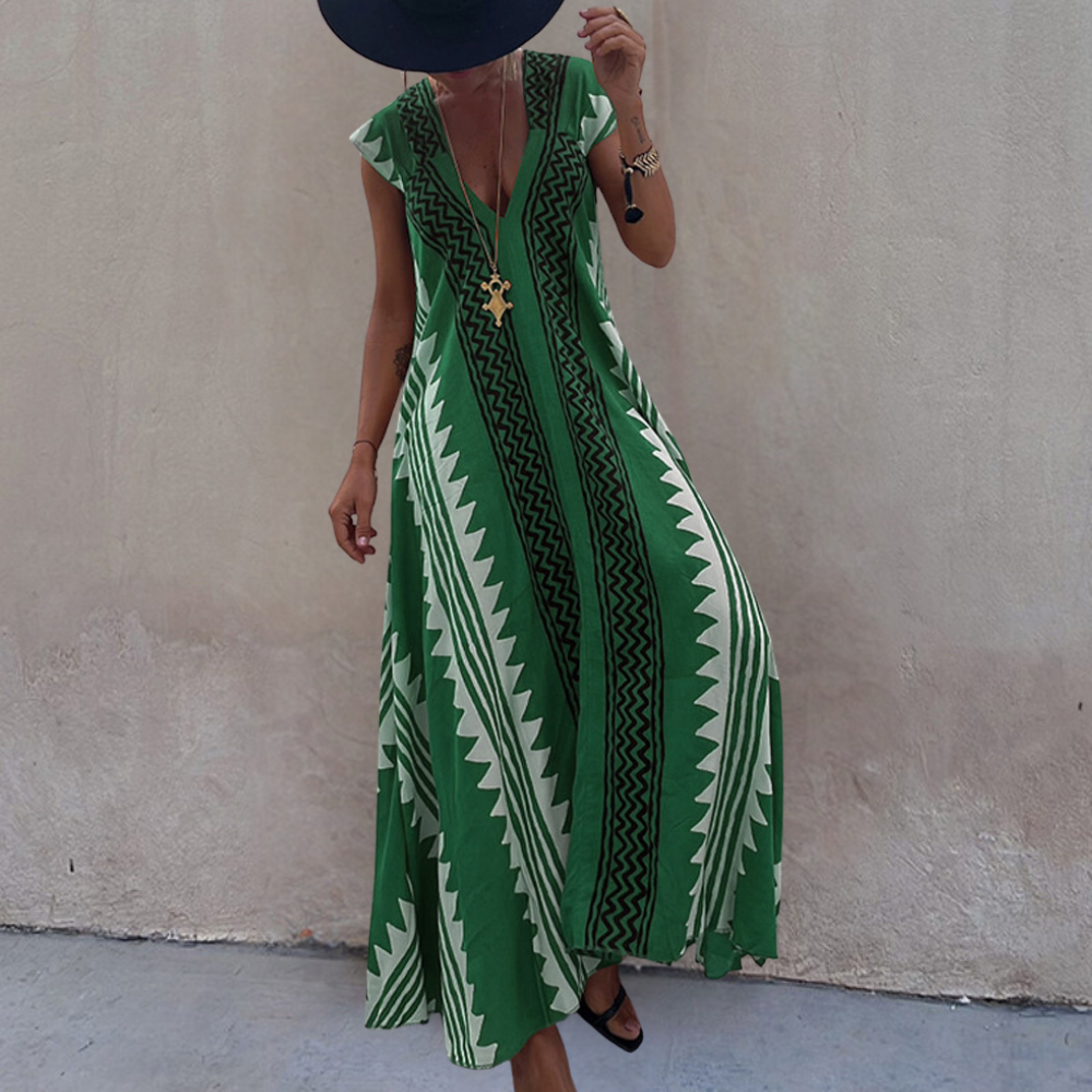 Adelina Geometrische boheemse maxi dress