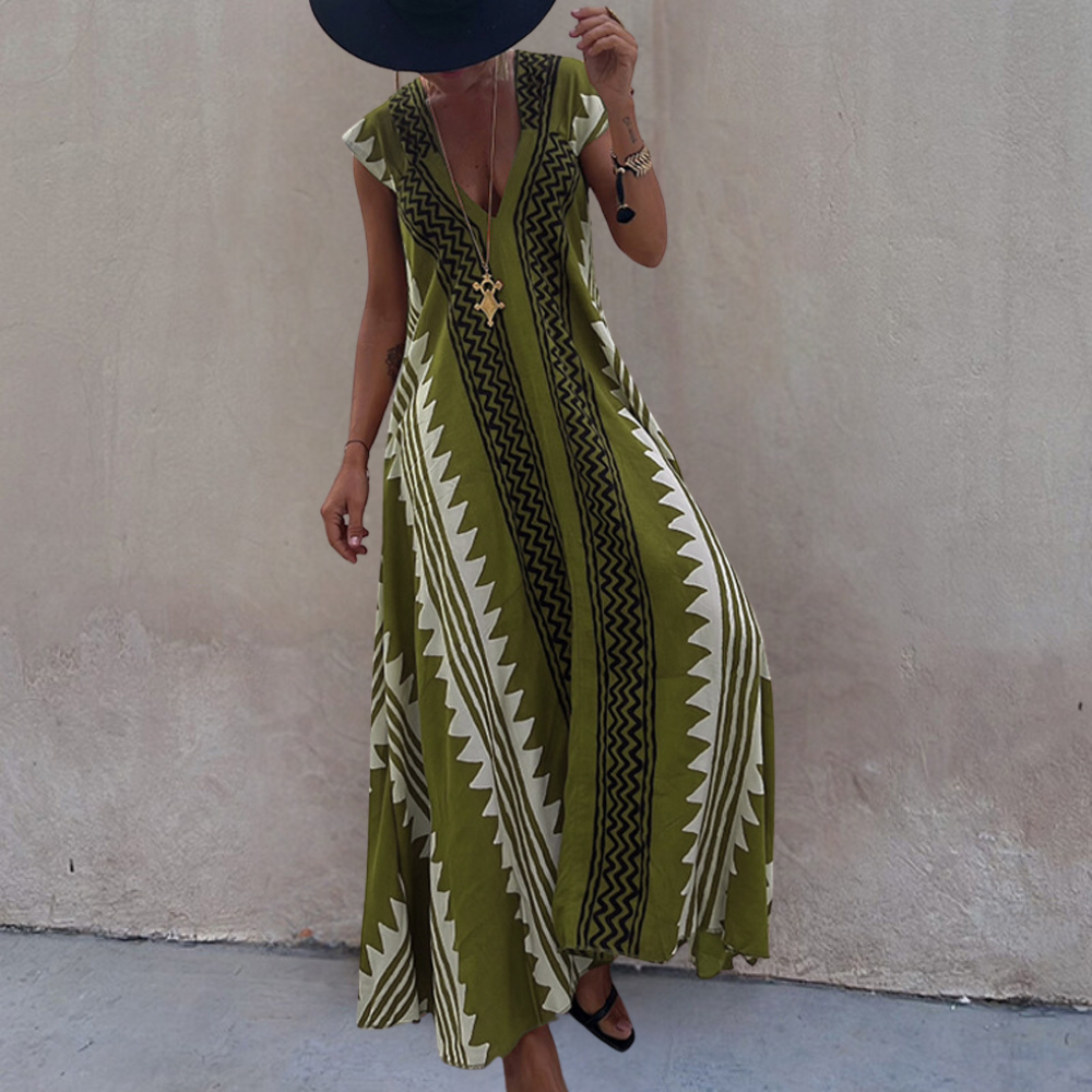 Adelina Geometrische boheemse maxi dress