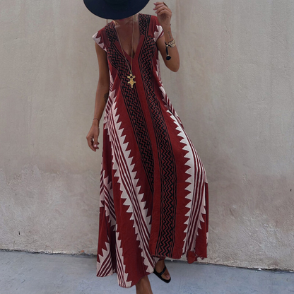 Adelina Geometrische boheemse maxi dress