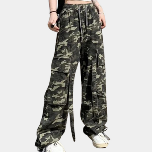 Moderne camouflage broek met hoge taille voor vrouwen