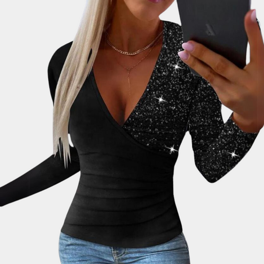 Bibiana Elegante Dames Top met Glitter Pailletten