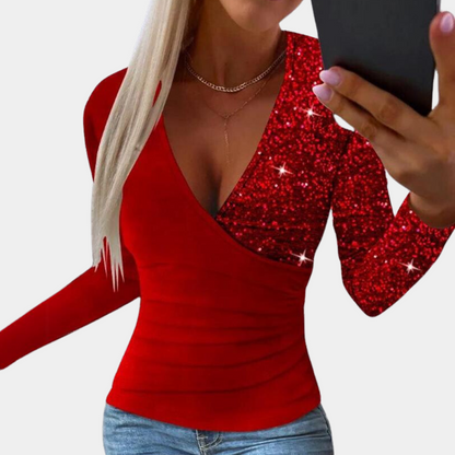 Bibiana Elegante Dames Top met Glitter Pailletten