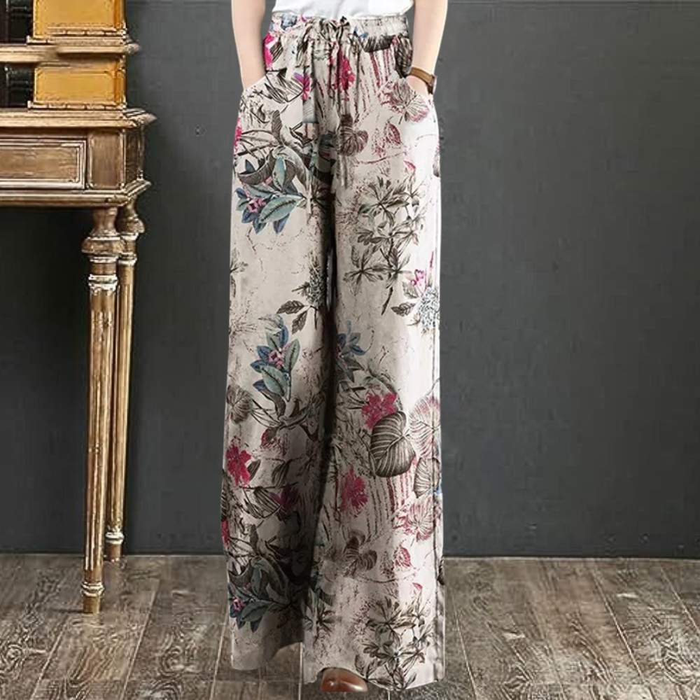 Elegante wijde broek met bloemenprint