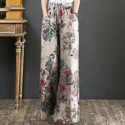 Elegante wijde broek met bloemenprint
