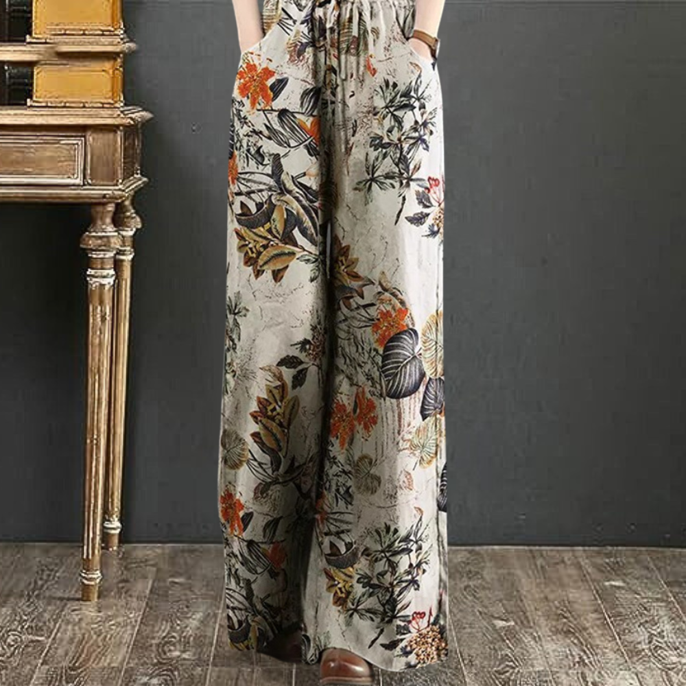 Elegante wijde broek met bloemenprint