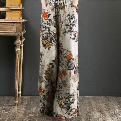 Elegante wijde broek met bloemenprint