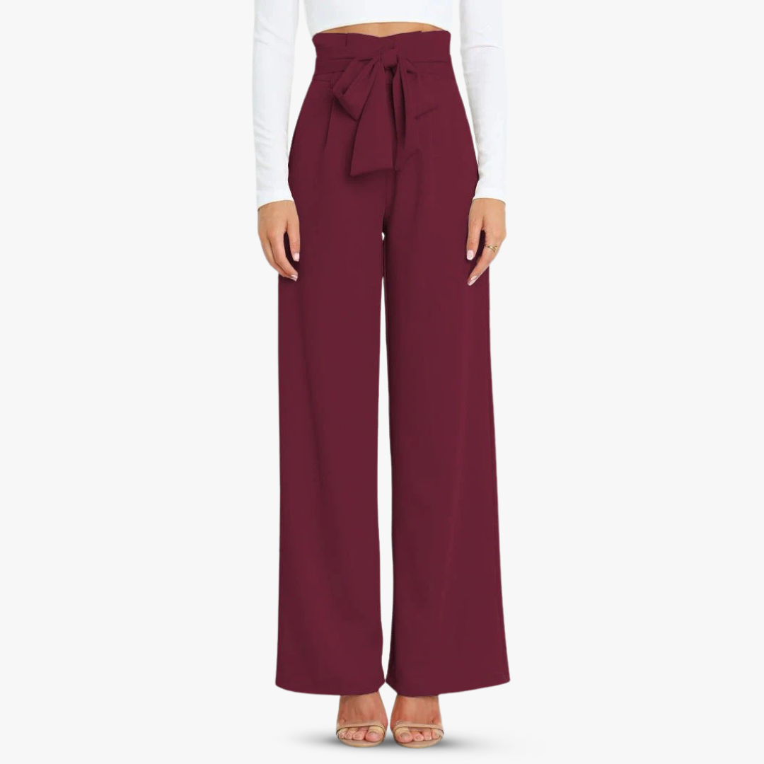 Wijde stoffen broek voor dames met bindceintuur