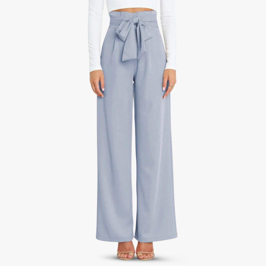 Wijde stoffen broek voor dames met bindceintuur