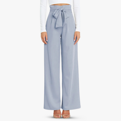 Wijde stoffen broek voor dames met bindceintuur