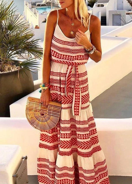 Cami Strapless Vhals jurk met bohemian geometrische print