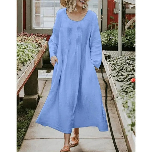 Carmilla Comfort Katoen en linnen taillejurk