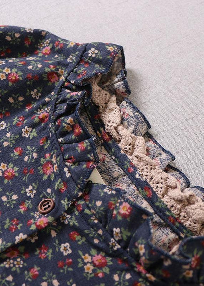 Carrie Jurk met ruches, patches en herfstprint, lang, lange mouw