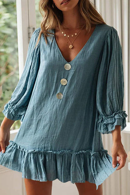 Carrol Vhals jurken met effen patchwork, modieuze eenvoud