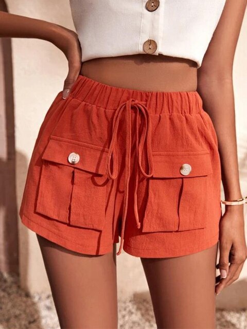 ALISHA - Casual cargoshort met elastische tailleband