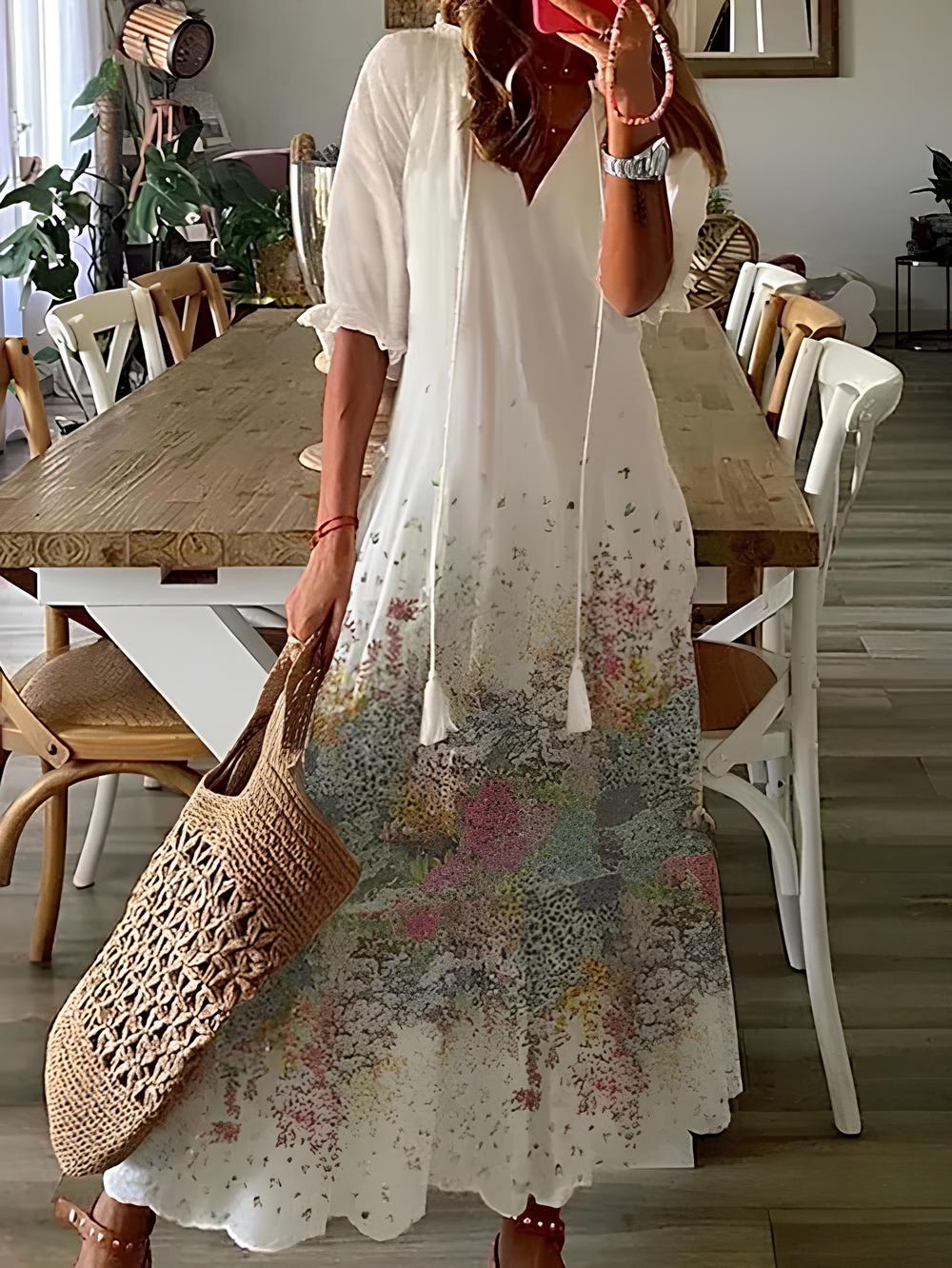 Cecille Jurk met lange mouwen en ruches voor dames