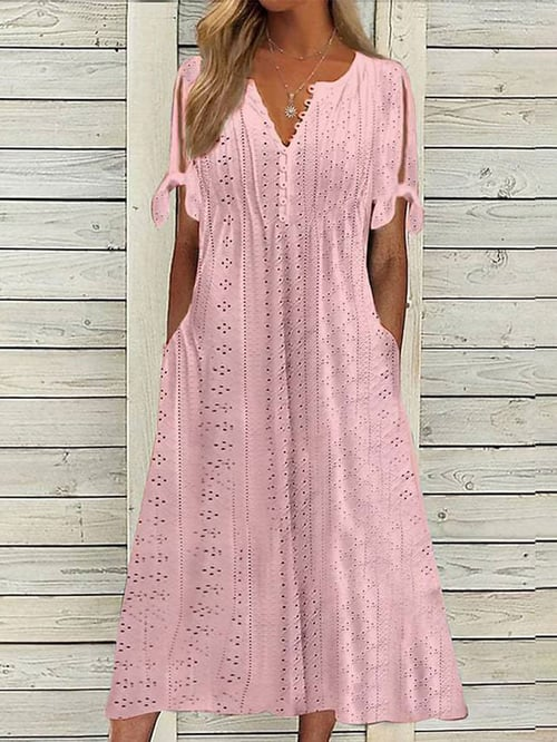 Chava Vrouwen Resort Effen Jurk met Kant