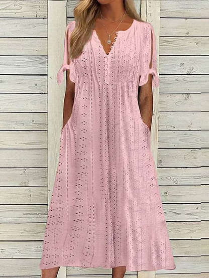Chava Vrouwen Resort Effen Jurk met Kant