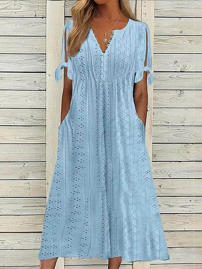 Chava Vrouwen Resort Effen Jurk met Kant