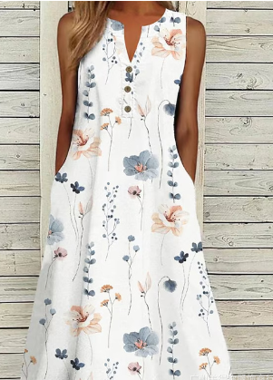 Chisa Mouwloze mini jurk met frisse plantenprint
