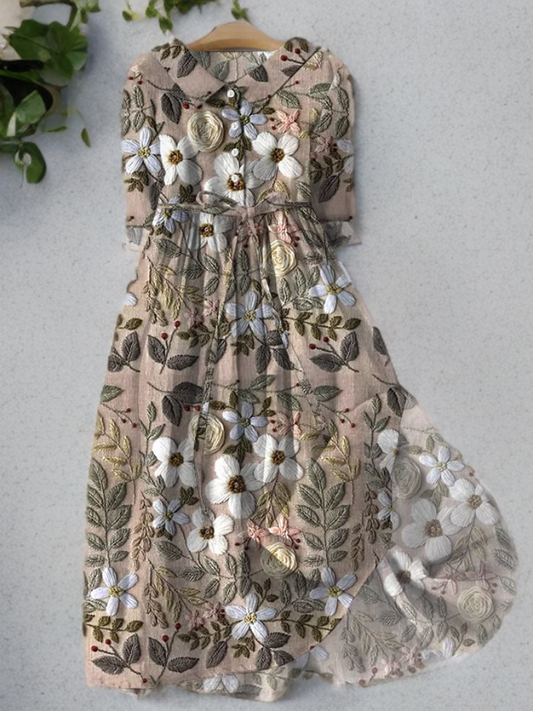 Cindy Botanische jurk met bloemen en kanten print