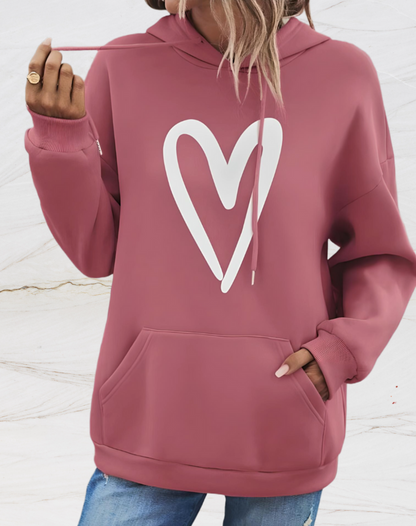 Sharon | Oversized Hoodie Met Hartjesprint Op De Voorkant