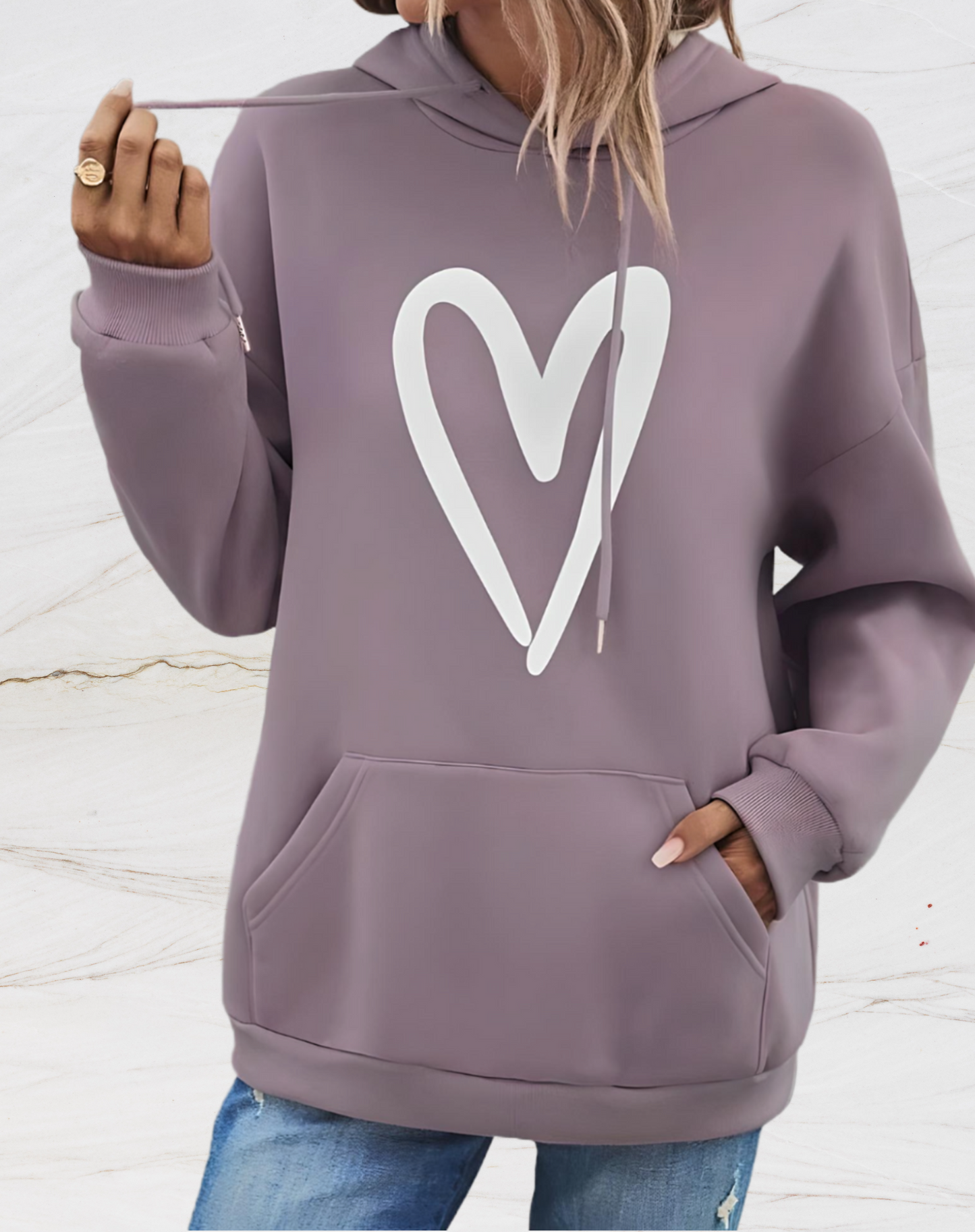 Sharon | Oversized Hoodie Met Hartjesprint Op De Voorkant