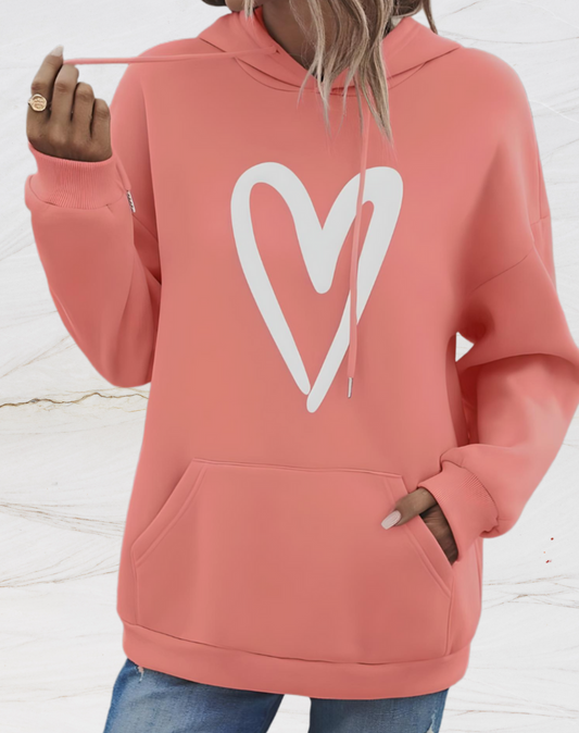 Sharon | Oversized Hoodie Met Hartjesprint Op De Voorkant